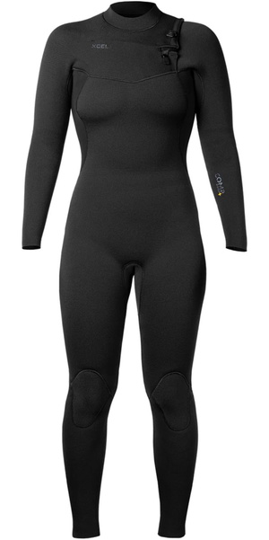 2026 Xcel Womens Comp+ 4/3mm Chest Zip Wetsuit WN43CPC4BK - Black
